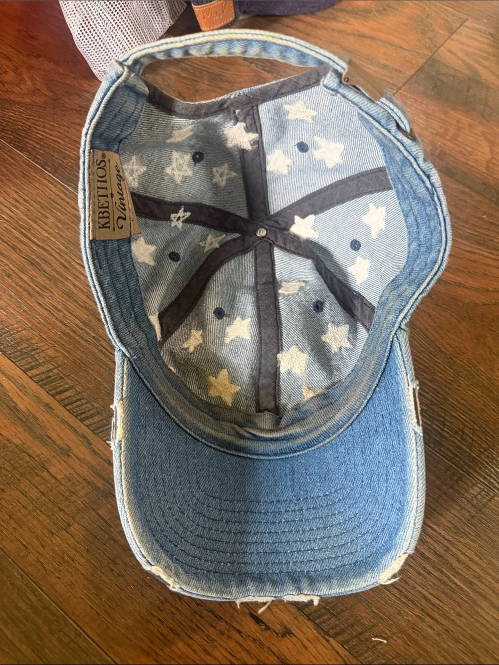 Embroidered Distressed Denim Star Baseball Cap